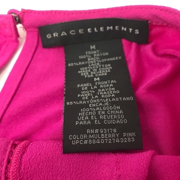 Grace Elements Magenta Pink Sleeveless Top Size Medium Embroidered Key Hole Neck - Picture 3 of 6